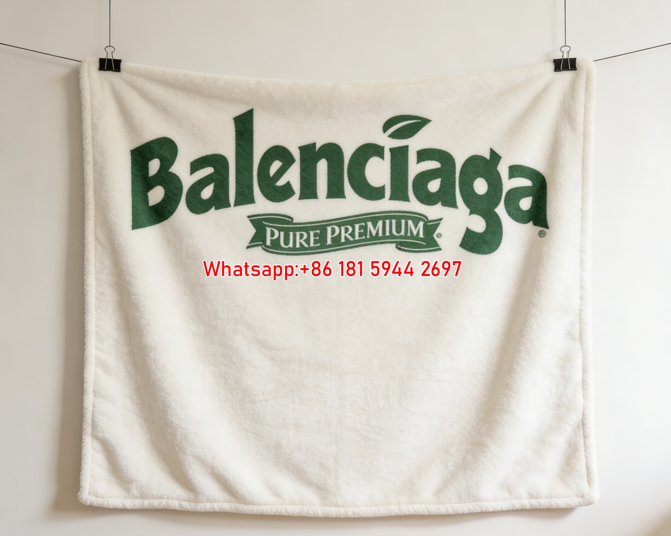 Balenciaga Green Leaf Pure Premium Logo Flannel Sofa Throw Blanket Luxury Brand Cover BA031